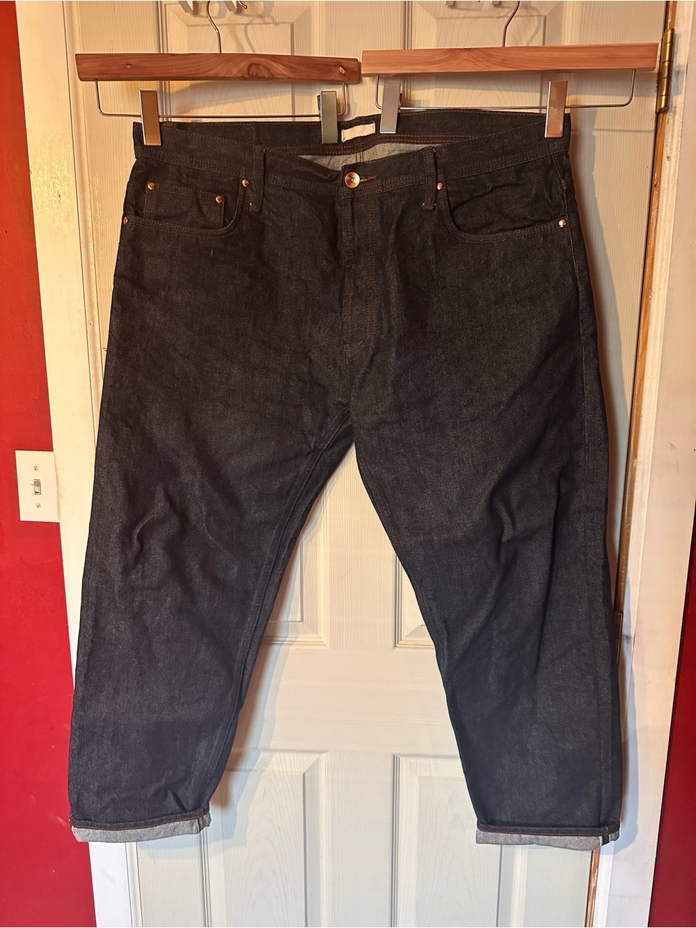 Unbranded UB601 Selvedge Jeans 42 Relaxed Tapered Raw Denim EUC